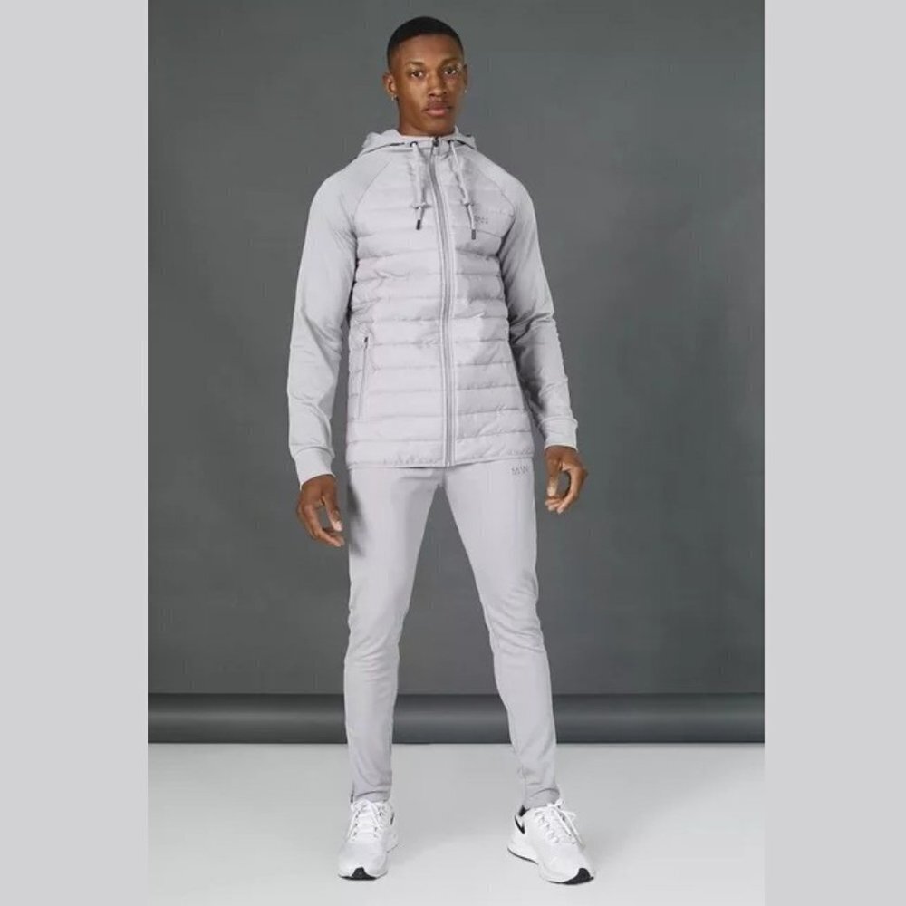 Boohoo Men's Active Gym Quilted Zip Hoodie Tracksuit -XS